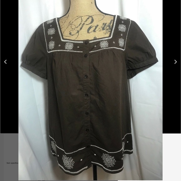 St. John’s Bay Brown Embroidered Peasant Top XL - Picture 1 of 6